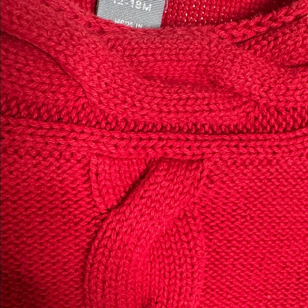 Old Navy Red Cable Knit Sweater & Carter’s Floral Leggings Set 18 Mths (12–18M)